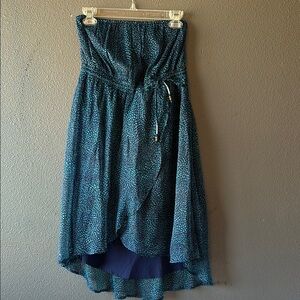 Strapless Blue Patterned Dress